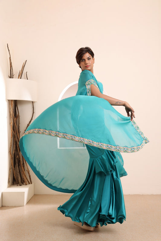 Cowl Skirt Cape Set