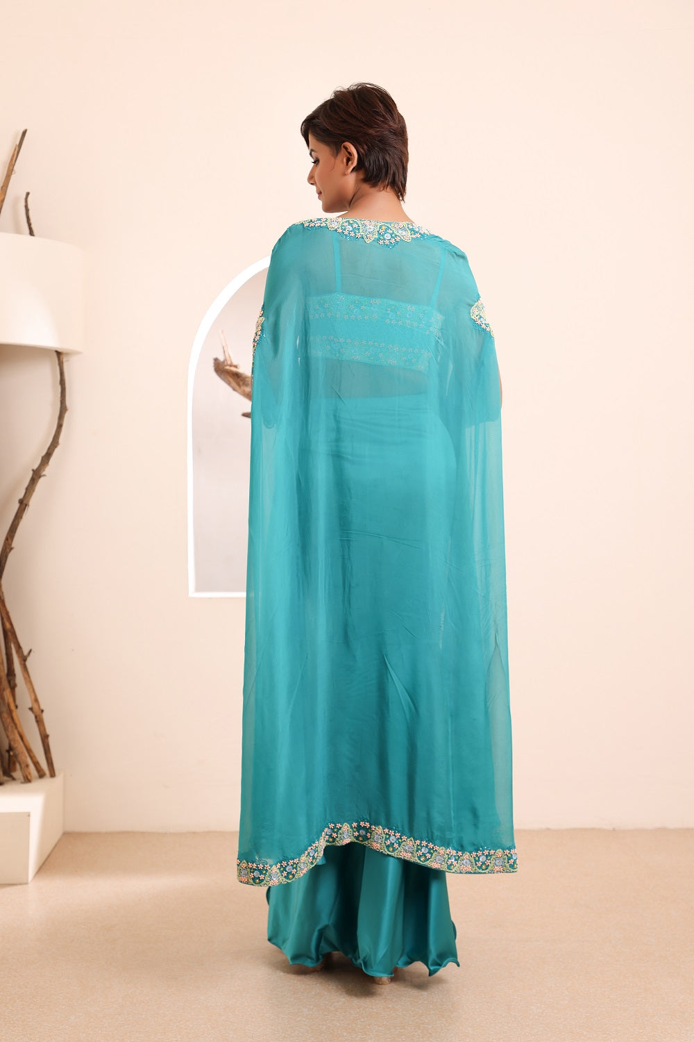 Cowl Skirt Cape Set